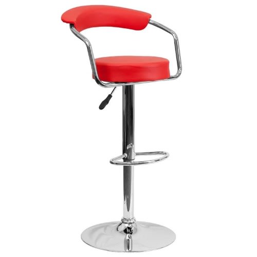 Swivel Adjustable Height Bar Stool -03 - Red