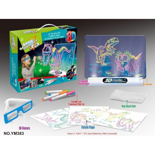 Dinosaur Edition Magic 3D Magic Drawing Board Sketchpad With LED Light
