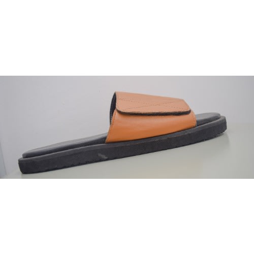 Men's Leather Cover Pam Slippers - Brown