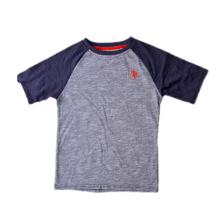 Raglan Pony T-Shirt - Grey & Navy Blue