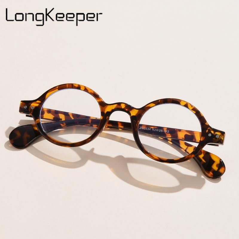 (leopard)Trend Office Anti Blue Rays Glasses Retro Small Round Eyewear Frame