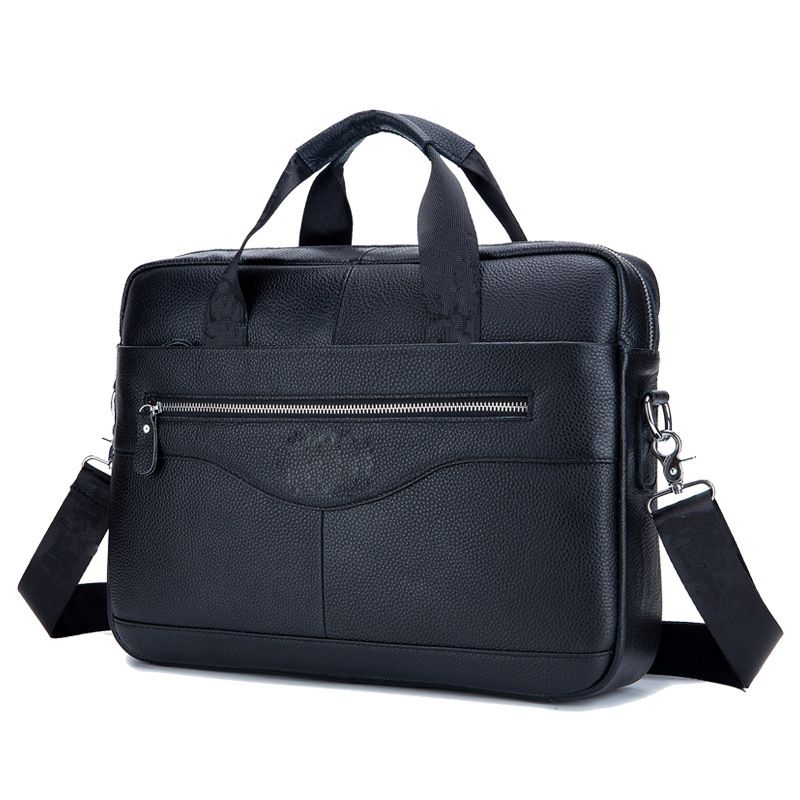Men's Cowhide Leather Briefcase Mens Genuine Leather And