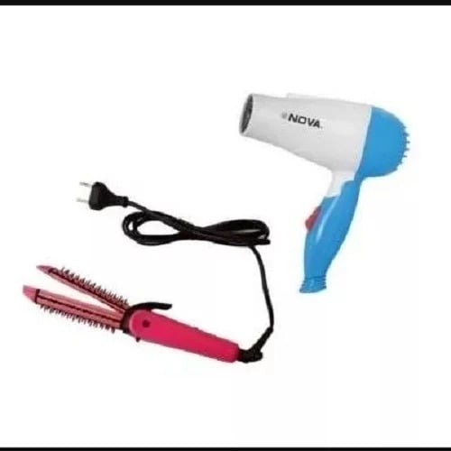 3 In 1 Hair Curler-Straightener & Foldable Hair Dryer Set