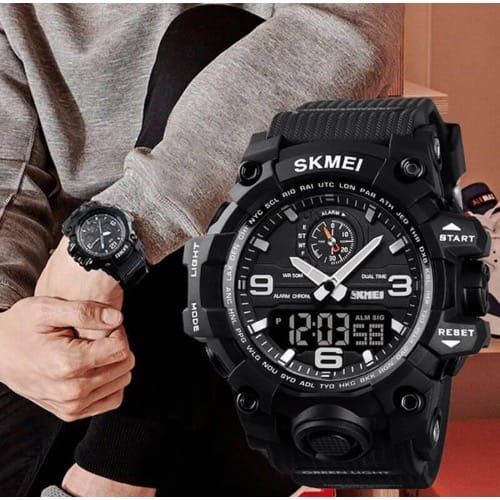 Down Seconds Double Timer Rubber Strap Men’s Wrist Watch - Black