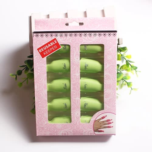 Reusable Plastic Nails Keeper -Green -10pieces