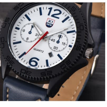 Business Men Leather Wristwatch - Blue