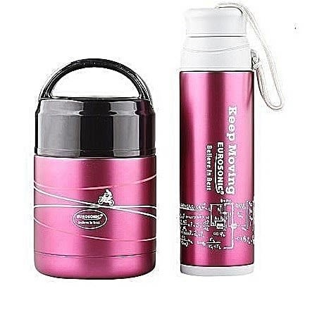 Food Flask & Water Flask Combo - Pink