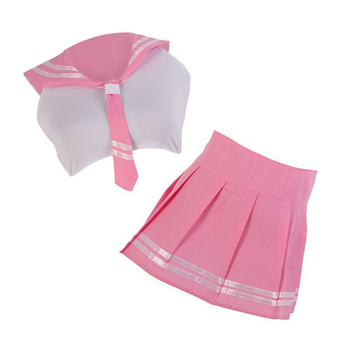100% Cotton Women School Girl Uniform Mini Skirt Role Play Pink