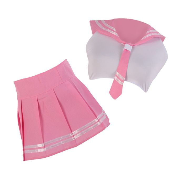 100% Cotton Women School Girl Uniform Mini Skirt Role Play Pink