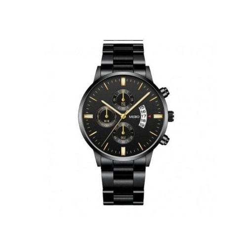 2 In 1 Unisex Wristwatch With Bracelets - Black