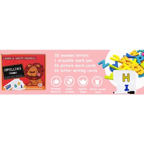 Spelling  Game: Learn & Write Phonics -  Writing Flash Cards With Alphabets Blocks