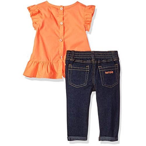 Baby Girls' Fashion Top And Pant Set - Neon Light Coral