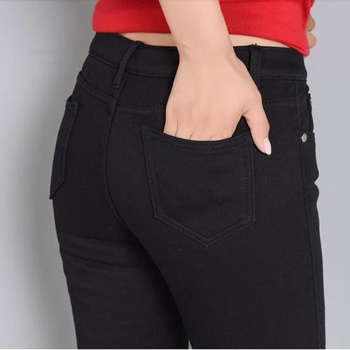 Women's Winter Warm Velvet Thickened Jeans Women High Waist Skinny Legging Pocket Fleece Lined Thermal Denim Pencil Pants Woman Gray