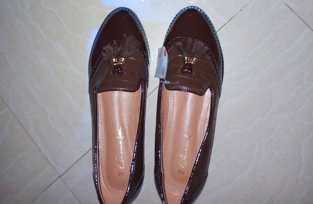 Tassle Loafers/Flat Shoes- Coffee Brown, Patent And Crocodile Leather