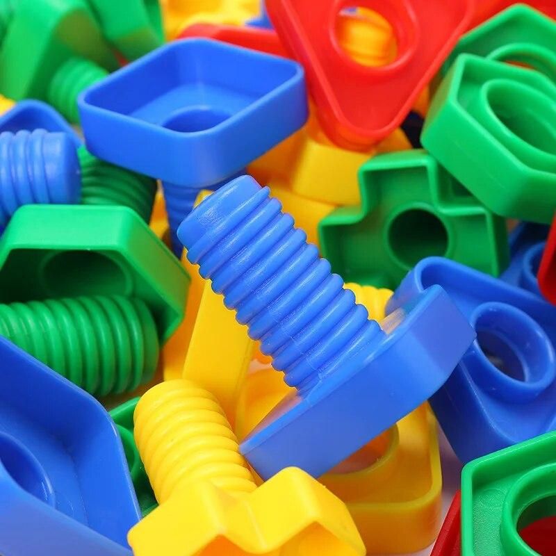 4pcs/set Baby Toys Plastic Screw Building Blocks Nut Shape Recognize Shape Match Screw Training Toy Funny Toddler's Gift
