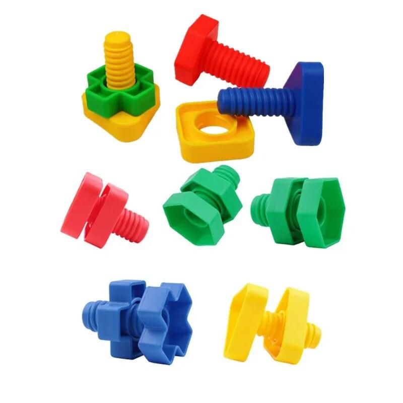 4pcs/set Baby Toys Plastic Screw Building Blocks Nut Shape Recognize Shape Match Screw Training Toy Funny Toddler's Gift