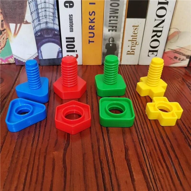 4pcs/set Baby Toys Plastic Screw Building Blocks Nut Shape Recognize Shape Match Screw Training Toy Funny Toddler's Gift