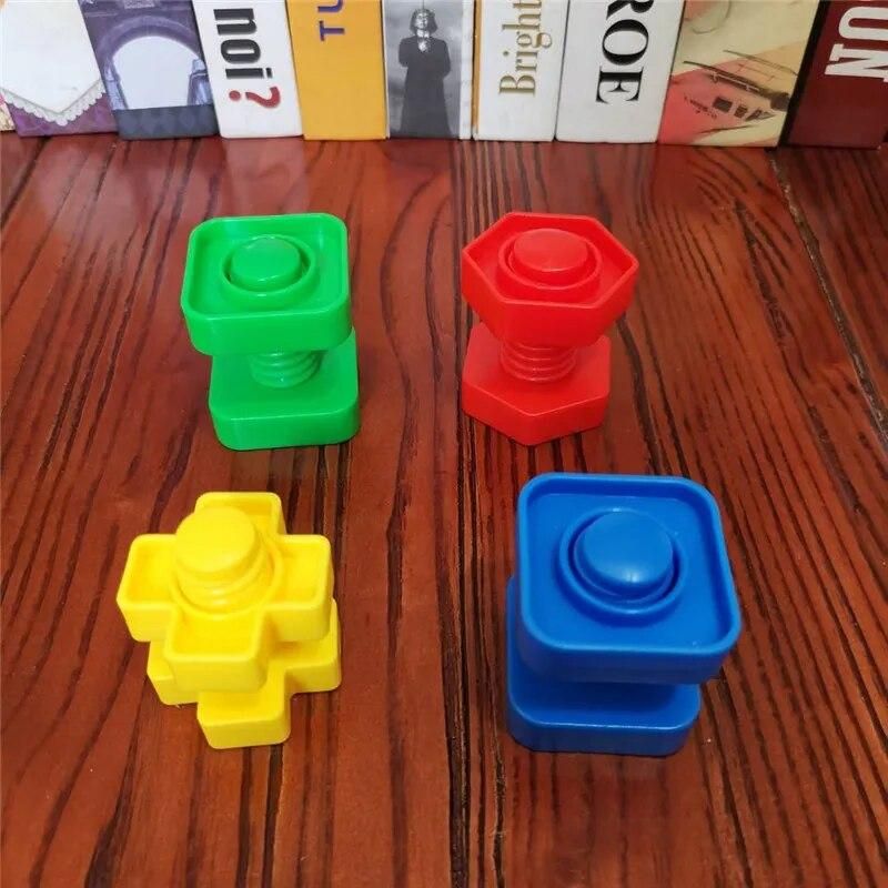 4pcs/set Baby Toys Plastic Screw Building Blocks Nut Shape Recognize Shape Match Screw Training Toy Funny Toddler's Gift