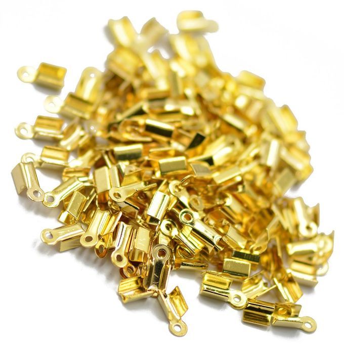 2x 100 Ribbon Necklace Cord Tips Clip Folding Crimps Ends Beads 10mm