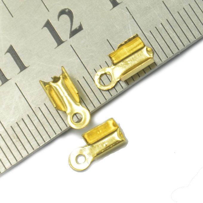 2x 100 Ribbon Necklace Cord Tips Clip Folding Crimps Ends Beads 10mm