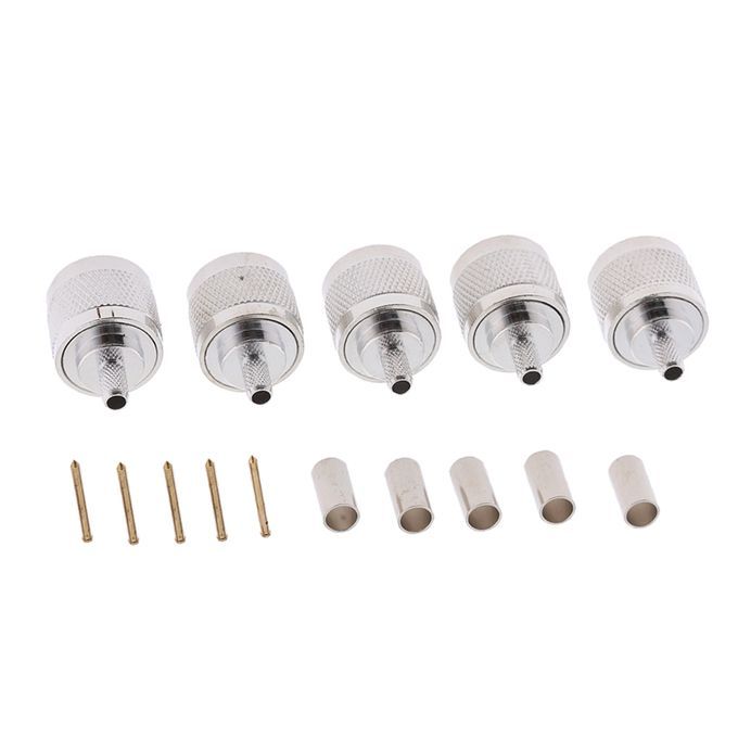 5Pcs BNC Male Plug Straight  For RG58 RG142 CNT195 Rf Adapter