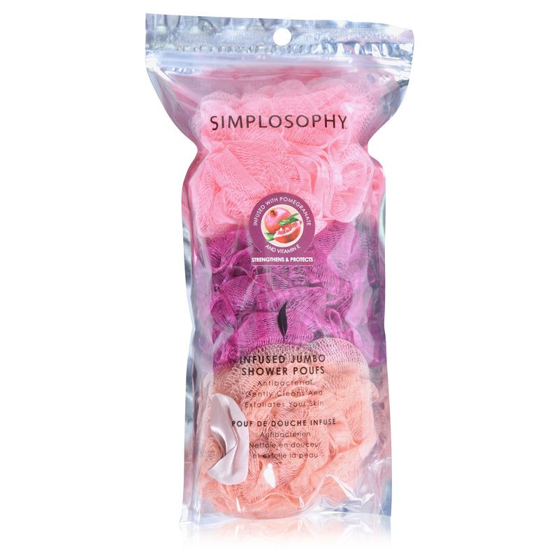 3 Essential Oil Infused Bath Poufs + Clean Cell Technology