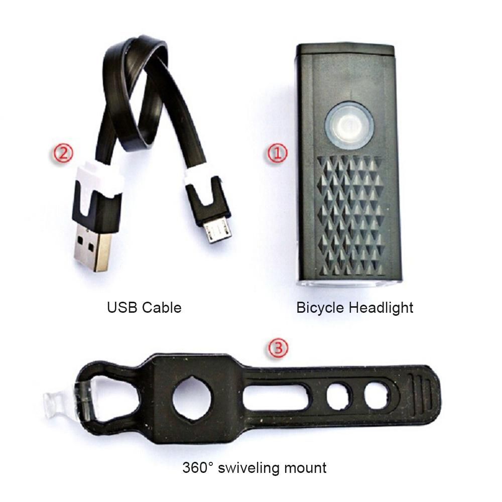 Bicycle Headlight USB Rechargeable 300 Lumen LED with 3 Modes Mountain Bike Cycling High Bright Easy to Install Waterproof Flashlight for Men Women Kids