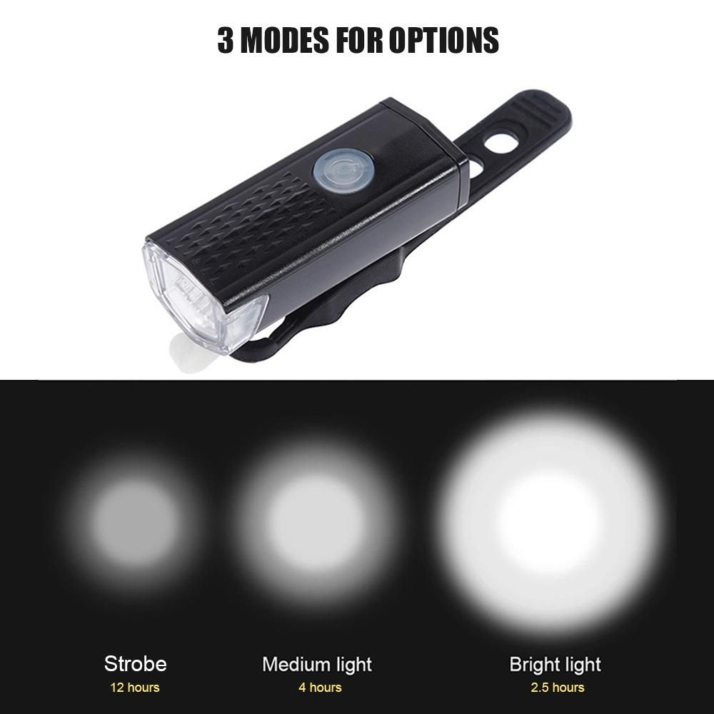 Bicycle Headlight USB Rechargeable 300 Lumen LED with 3 Modes Mountain Bike Cycling High Bright Easy to Install Waterproof Flashlight for Men Women Kids