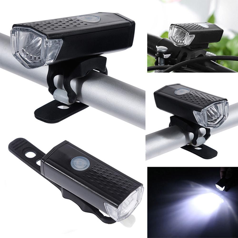 Bicycle Headlight USB Rechargeable 300 Lumen LED with 3 Modes Mountain Bike Cycling High Bright Easy to Install Waterproof Flashlight for Men Women Kids
