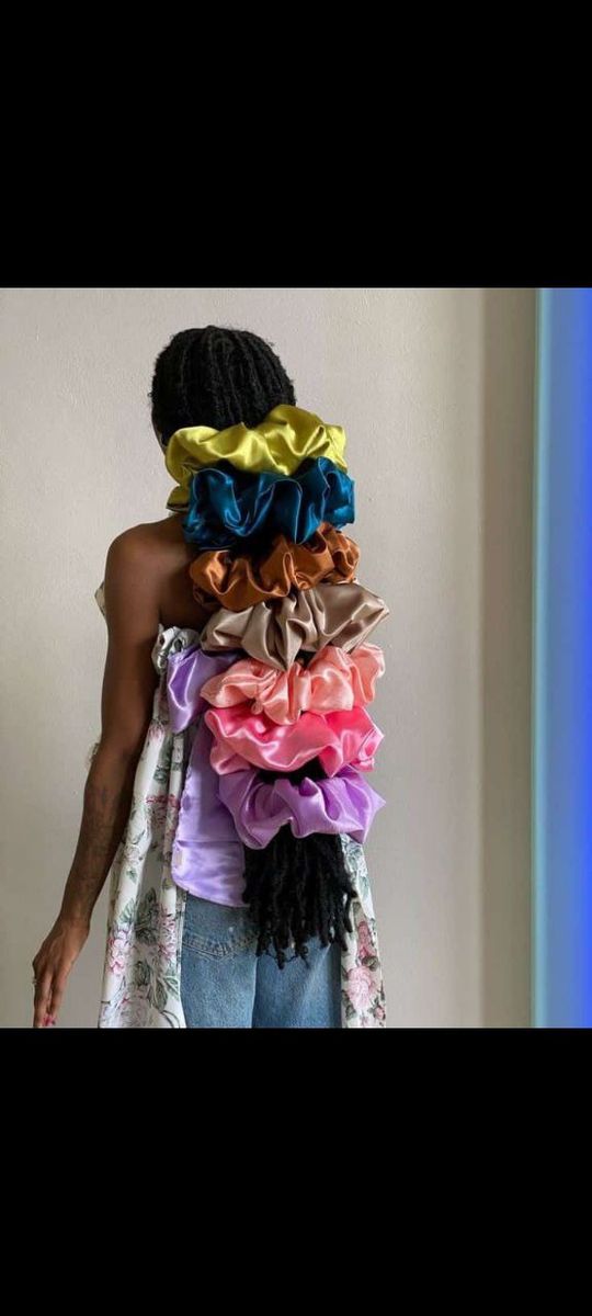 6pack Women Solid Hair Scrunchies Multicolor Rubber Hair Band Hair