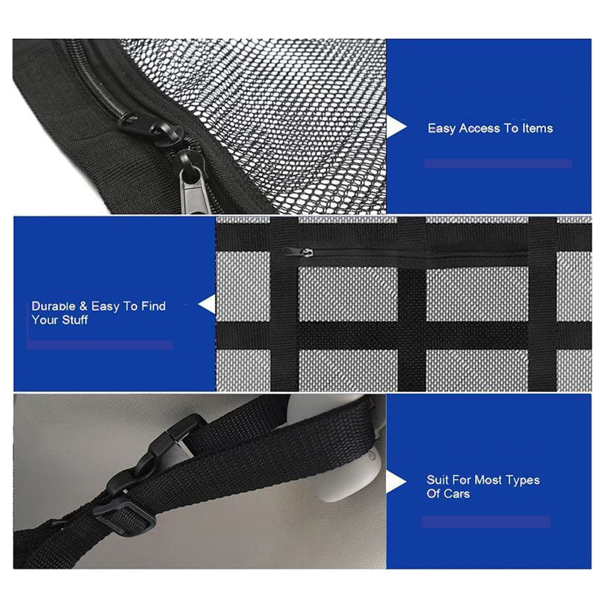 Upgrade Car Ceiling Cargo Net Pocket Strengthen Load-Bearing