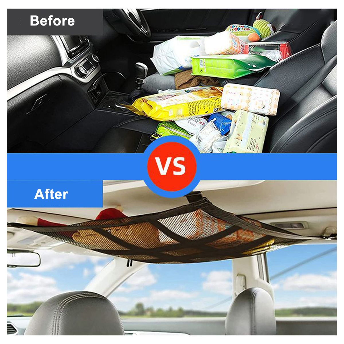 Upgrade Car Ceiling Cargo Net Pocket Strengthen Load-Bearing