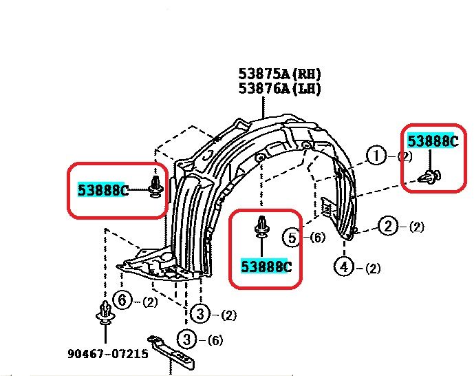 Radiator Splash Shield Clip For Toyota Corolla Camry Land F