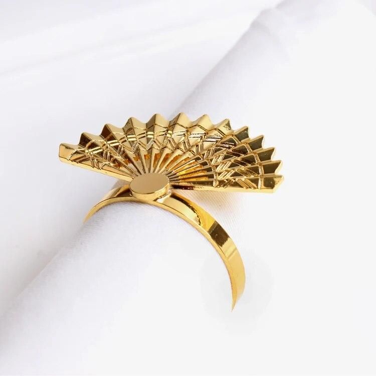 High-end hotel set table golden fan napkin button ring accessories model room kitchen decoration mouth cloth ring