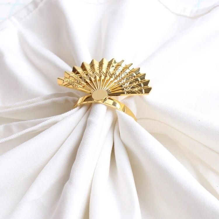 High-end hotel set table golden fan napkin button ring accessories model room kitchen decoration mouth cloth ring