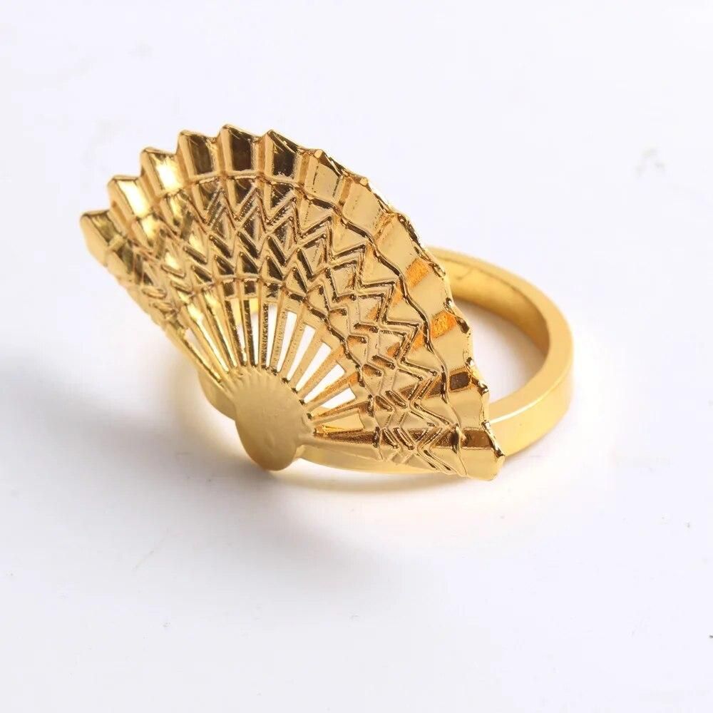High-end hotel set table golden fan napkin button ring accessories model room kitchen decoration mouth cloth ring
