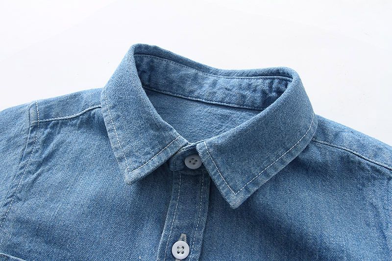 Cotton Kids Long Sleeve Boys Denim Shirts-Dark Blue