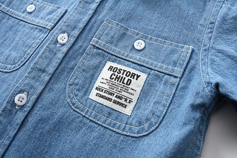Cotton Kids Long Sleeve Boys Denim Shirts-Dark Blue