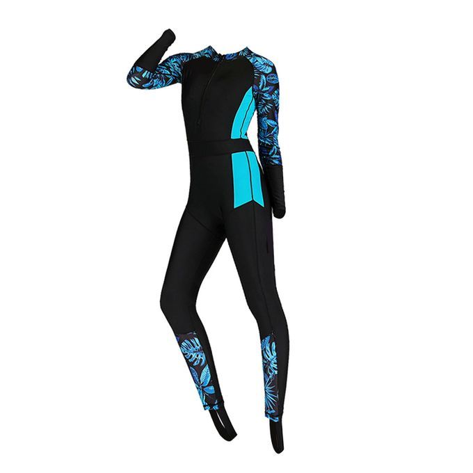 Quick Dry Full Body Wetsuit One Piece Swimsuit For Blue Print XXL