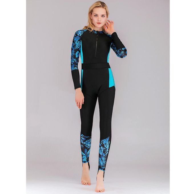 Quick Dry Full Body Wetsuit One Piece Swimsuit For Blue Print XXL