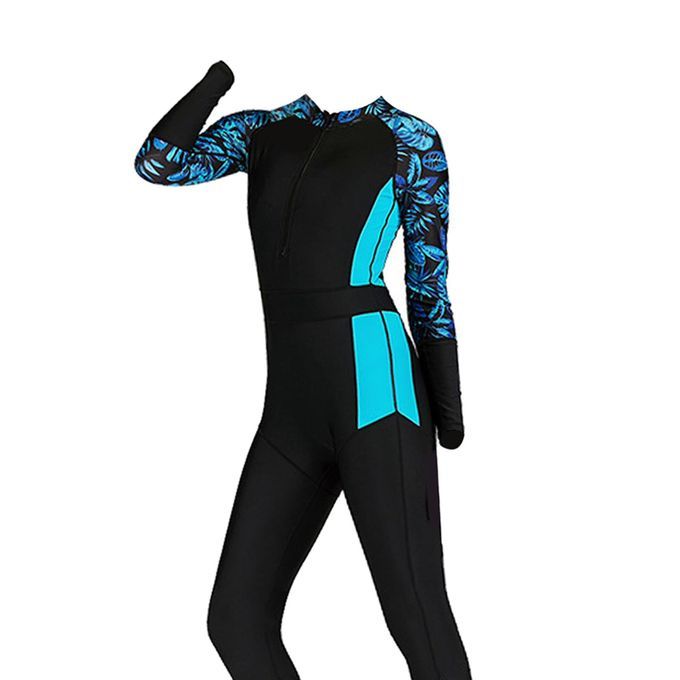 Quick Dry Full Body Wetsuit One Piece Swimsuit For Blue Print XXL