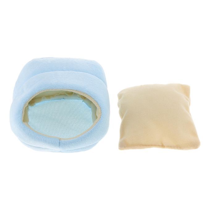 Small Pet Slipper Bed Soft Nest Cushion Warm Cave House Winter Blue