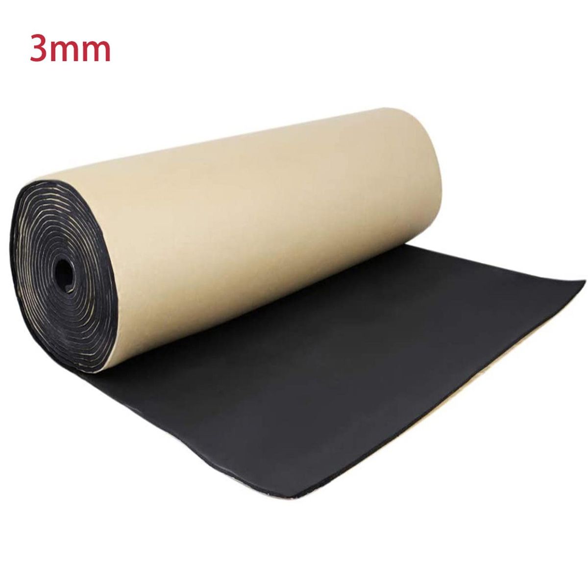 Car Soundproof Deadening Noise Insulation Sound Deadener Acoustic Foam Anti-noise Cotton Auto Adhesive Heat Insulation Cell Foam Deadener, 1Roll 100cm*100cm, 3mm
