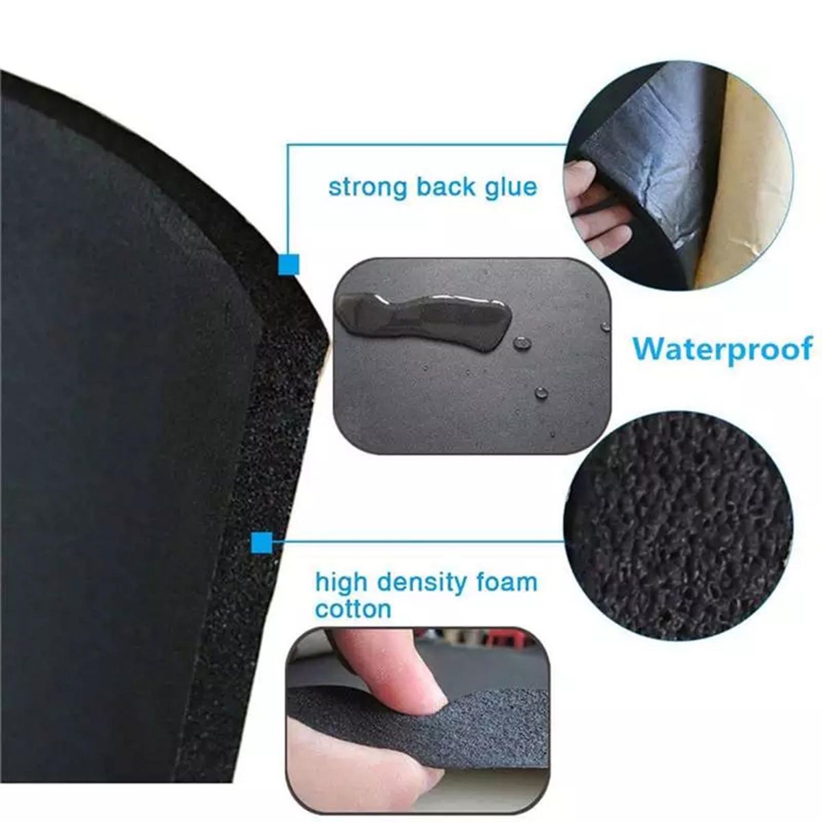 Car Soundproof Deadening Noise Insulation Sound Deadener Acoustic Foam Anti-noise Cotton Auto Adhesive Heat Insulation Cell Foam Deadener, 1Roll 100cm*100cm, 3mm
