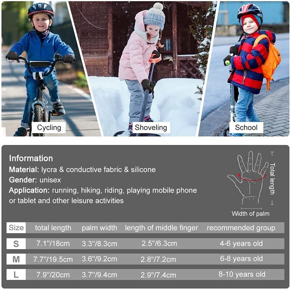 Kids Warm Touchscreen Winter Gloves Childrens Winter