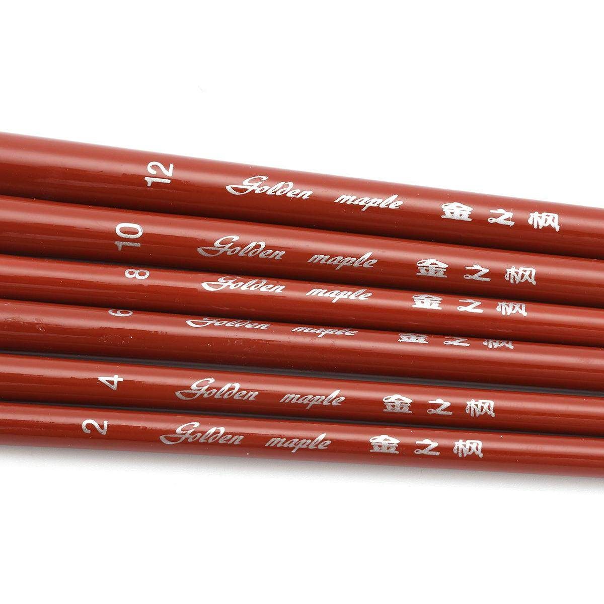 6Pcs Kolinsky Sable Hair Acrylic Round Nail Art Paint Brush Set 2/4/6/8/10/12