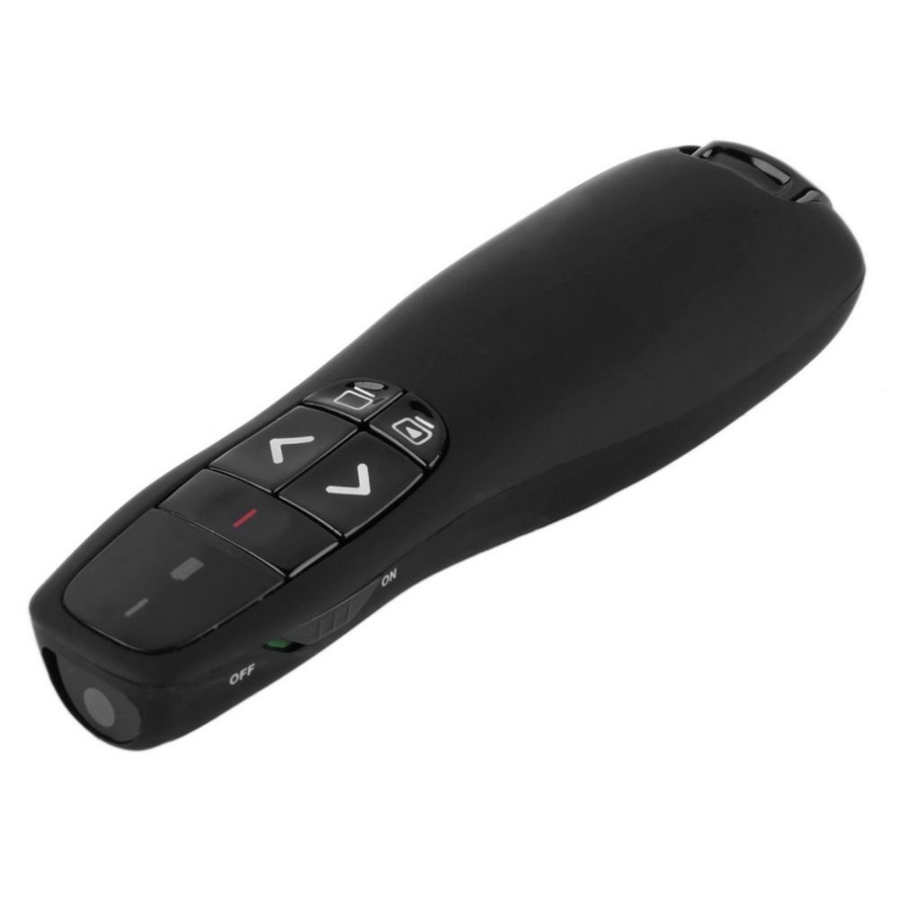 Multimedia Presenter With Laser Pointer & USB Receiver For Projector / PC / Laptop, Control Distance: 15m (R400)(Black)