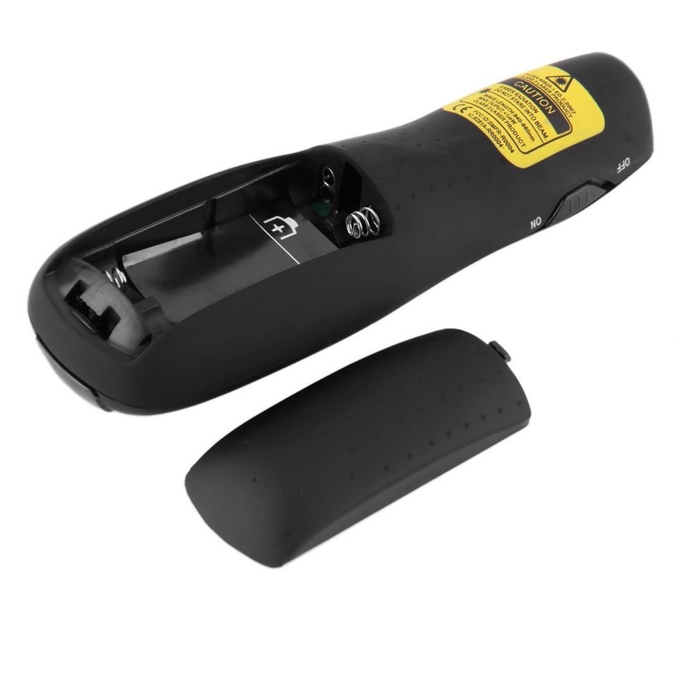 Multimedia Presenter With Laser Pointer & USB Receiver For Projector / PC / Laptop, Control Distance: 15m (R400)(Black)
