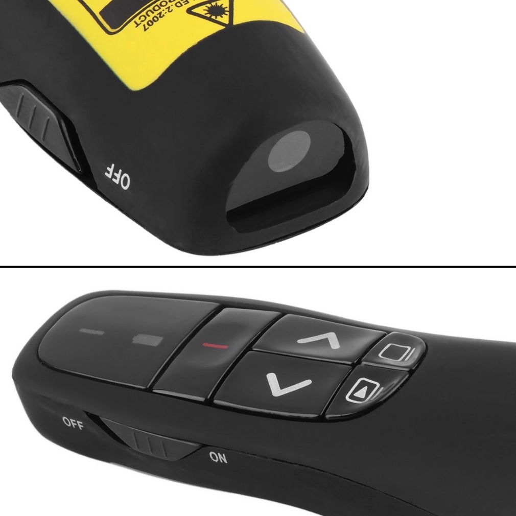 Multimedia Presenter With Laser Pointer & USB Receiver For Projector / PC / Laptop, Control Distance: 15m (R400)(Black)