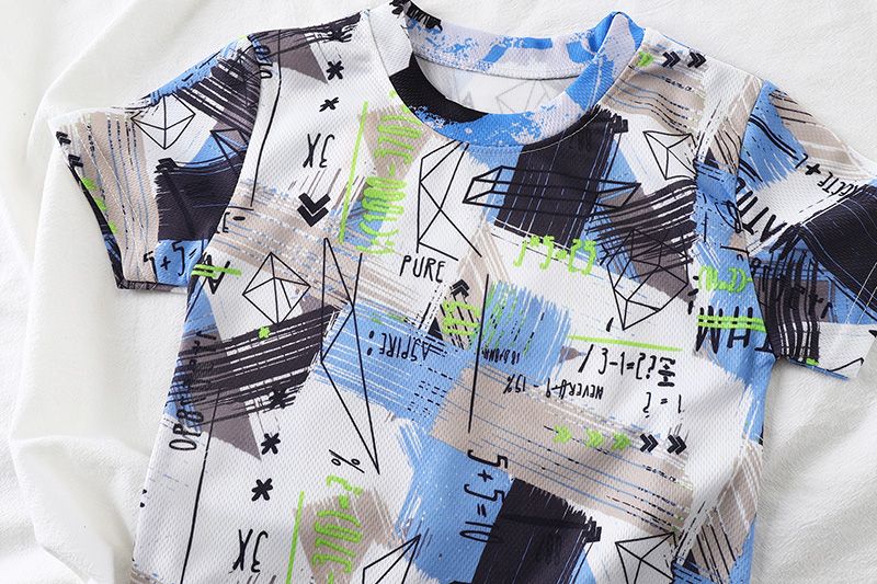 Summer Children's Graffiti Clothing Suit Boy Suit Short-sleeved Sunscreen Quick-drying Boy Suit